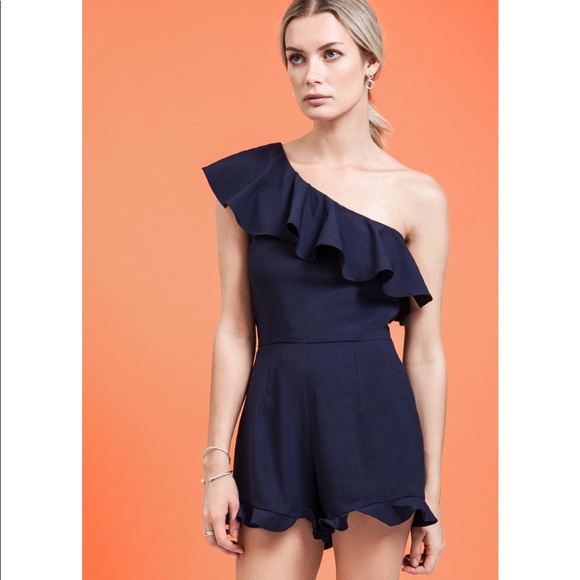 navy blue one shoulder jumpsuit